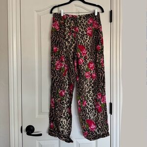 Nick & Nora 100% Cotton Floral Rose Leopard Cheetah Pajama Lounge Pants